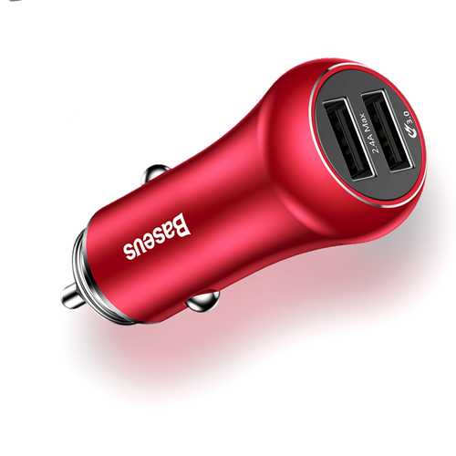 Baseus QC3.0 5V 2.4A Dual USB Ports Quick Charge Car Charger for Samsung S8 Xiaomi 6 iPhone 8 X