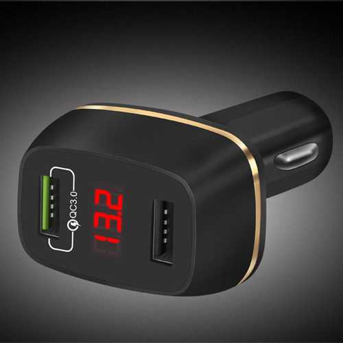 3A 2Ports QC3.0 USB Fast Charging Car Charger With  LED Display For iphone X 8 Samsung S8 Xiaomi 6