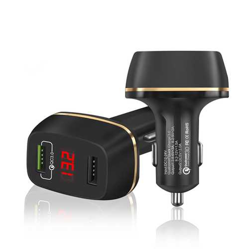 3A 2Ports QC3.0 USB Fast Charging Car Charger With  LED Display For iphone X 8 Samsung S8 Xiaomi 6