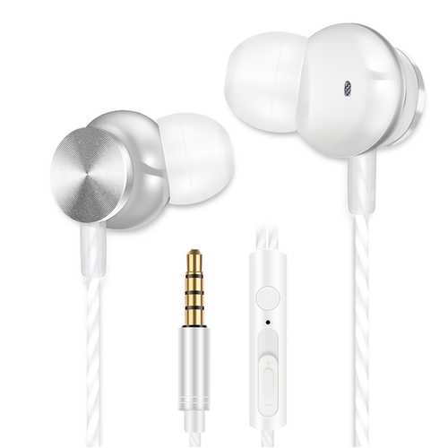 JIEX X300 3.5mm Wire-Control In-Ear Deep Bass Metal Earphone with Microphone