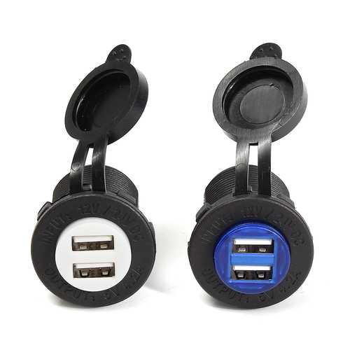DC12-24V Waterproof Car Charger Adapter DUal USB Port 5V 4.2A W/ Indicator Light Charger For iphone