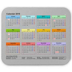 2018 Calendar Anti-Slip Desktop Mouse Pad