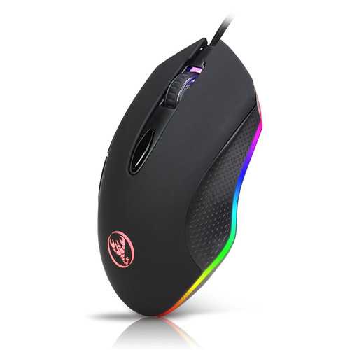 HXSJ S500 RGB Backlit Gaming Mouse 6 Buttons 4800DPI Optical USB Wired Mice Macros Define