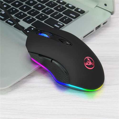 HXSJ S500 RGB Backlit Gaming Mouse 6 Buttons 4800DPI Optical USB Wired Mice Macros Define