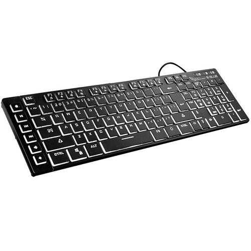 E-3LUE K761 109 Key Ultra-thin USB Wired Backlit Keyboard for Office Use