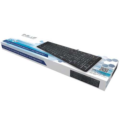 E-3LUE K761 109 Key Ultra-thin USB Wired Backlit Keyboard for Office Use