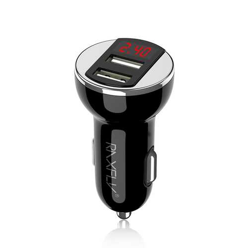 RAXFLY 2.4A Dual USB LED Display Car Charger For iPhone X 8Plus Oneplus 5t Xiaomi 6 Mi A1 Note 3 S8