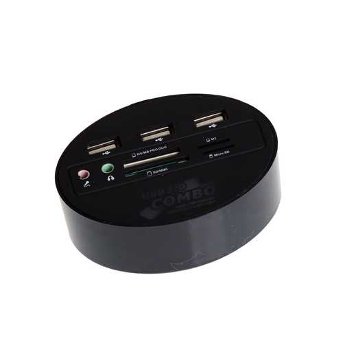 Universal Multifunctional 3-Port USB 2.0 3.5mm Audio SPK+Mic Hub SD/TF/MS/M2 Card Reader Combo