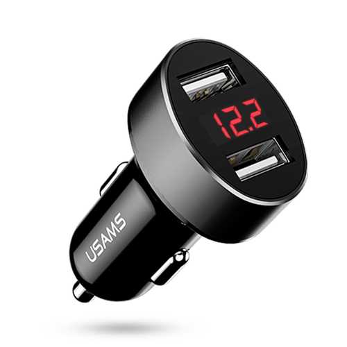 USAMS US-CC045 C1 Dual USB Digital Display 2.1A Car Charger Adapter for iPhone X 8 Plus S8 Note 8 S9