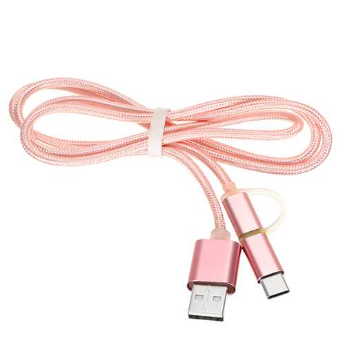 2 in 1 Type C Micro USB Fast Charging Data Cable Tablet Cellphone