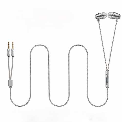 3.5mm Stereo Audio In-Ear Wire-Control Earphone With Microphone Grey for Computer Game