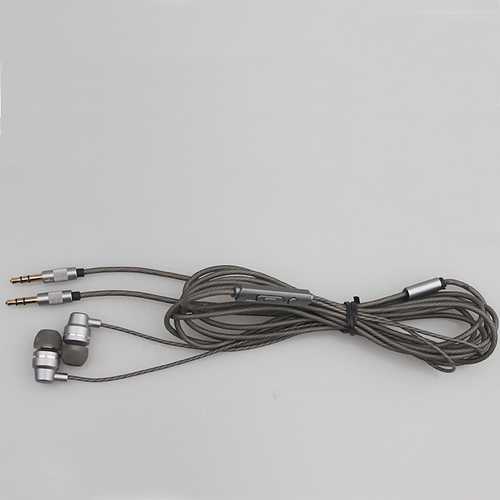 3.5mm Stereo Audio In-Ear Wire-Control Earphone With Microphone Grey for Computer Game