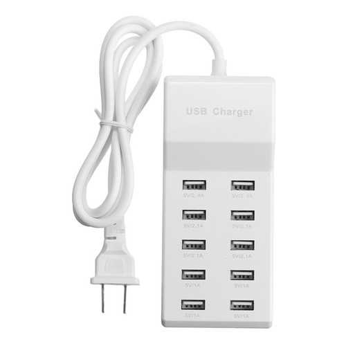 Universal AC 100-240V 10 Port USB Charging Station For Smartphone Tablet