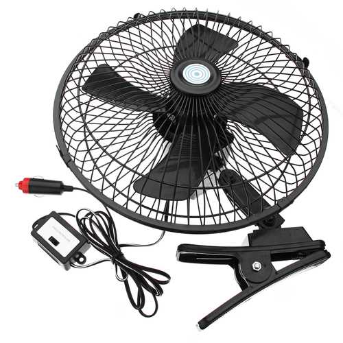 10 Inch 12/24V Car Clip On Cooling Fan 2 Speed Airflow for Home Boat Truck Caravan