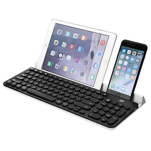 Ultra Thin Mute 104 Keys Wireless Bluetooth Keyboard Support Pair Up To 3 Different Devices