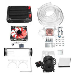 120mm DIY PC Water liquid Cooling Fan Kit Heat Sink Set CPU Block Water Pump Reservoir Hose