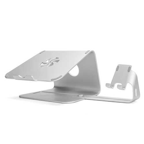 Universal Dual Bracket Aluminium Alloy Anti-slip Moving Desktop Holder Stand for Cell Phone Macbook