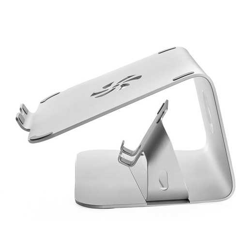 Universal Dual Bracket Aluminium Alloy Anti-slip Moving Desktop Holder Stand for Cell Phone Macbook