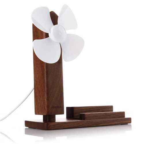 Wooden 2 in 1 USB Cooling Fan Desktop Charging Dock Phone Holder Stand for Xiaomi Mobile Phone