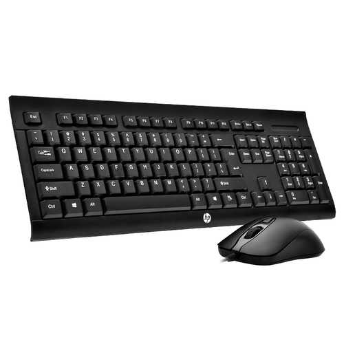 HP® km100 USB Wired 104 Keys Membrane Keyboard And 1600dpi Mouse Set Water-proof For Office Gaming