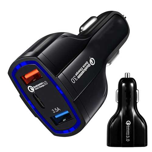 Bakeey QC3.0 Dual Ports Type C LED Indicator Fast Car Charger For Mobile Phone Tablet Camera