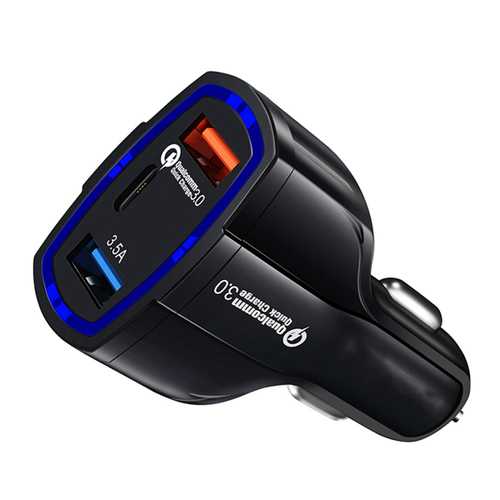 Bakeey QC3.0 Dual Ports Type C LED Indicator Fast Car Charger For Mobile Phone Tablet Camera