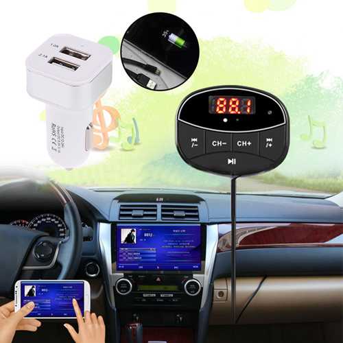 Bakeey Car Kit Hands Free TF Card Extend FM Music Blutooth Receiver Trasmitter Car Charger For Phone