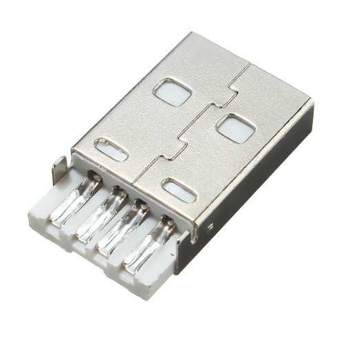 10Pcs USB 2.0 Connector Type A Plug 4-pin Male Adapter Solder Connector With Black Plastic Cover