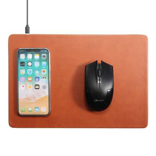 QI Leather Wireless Charging Mouse Pad For QI Device Smartphone