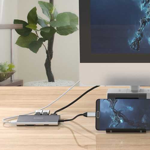 Orico CLH-W2 Type-C to 3 USB 3.0 4K HDMI PD Charge Hub TF SD Card Reader RJ45 Port USB Hub