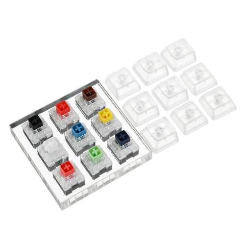 9 Key Kailh BOX Switch Keyboard Switch Tester with Acrylic Base and Clear Keycaps