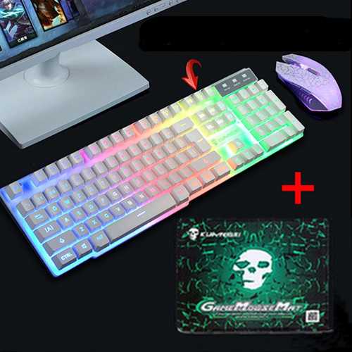 LED Backlit Gaming Keyboard+2400DPI Mouse Sets+Mouse Pad USB Wired Keyboard Set