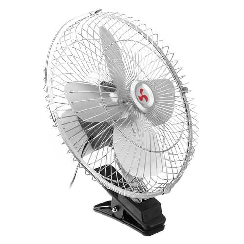 10 Inch 12V Car Electric Oscillating Fan with Clip Cooling Conditioner Desk Table