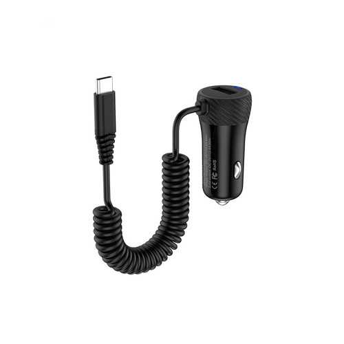 HOCO Micro USB and Type-c with Spring Cable Car Charger for Samsung Xiaomi Huawei