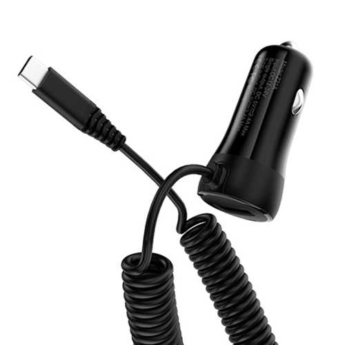 HOCO Micro USB and Type-c with Spring Cable Car Charger for Samsung Xiaomi Huawei