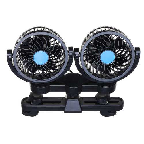 12V Dual Head Vehicle Car Headrest Rear Seat Cooling Fan 360 Degree Rotatable 2 Speed