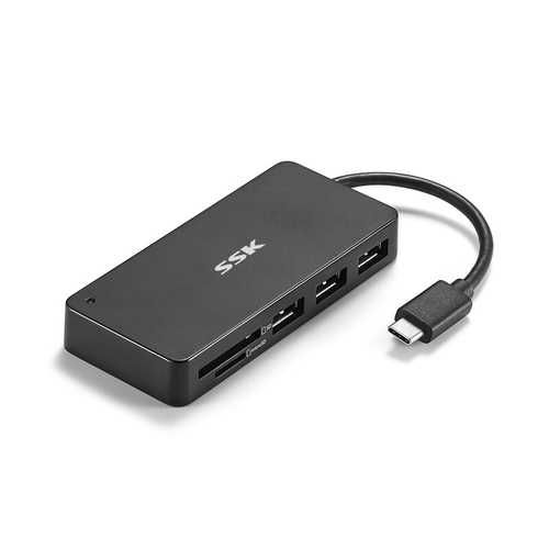 SSK SHU-C510 Type-C to 3-Port USB 3.0 Hub SD Micro SD TF Card Reader