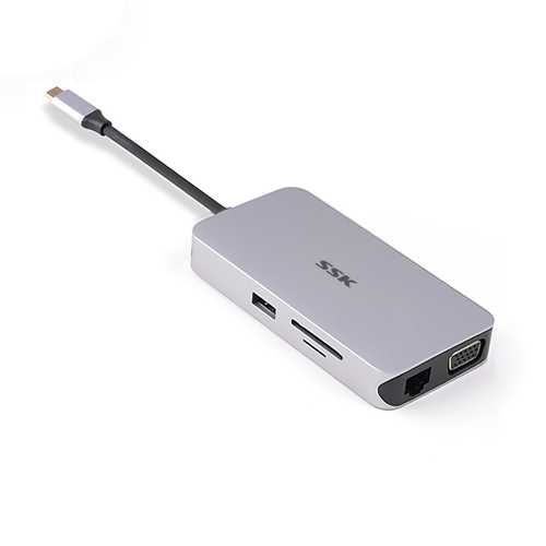 SSK SHU-C520 10-in-1 Type-C to USB 3.0 PD Charge HDMI VGA Gigabit RJ45 3.5mm Audio SD TF Hub