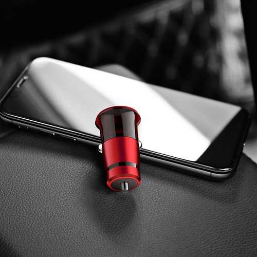 Cafele 3.1A Zinc Alloy Dual USB Ports Fast Car Charger With LED Light For Smart Phone Tablet Camera