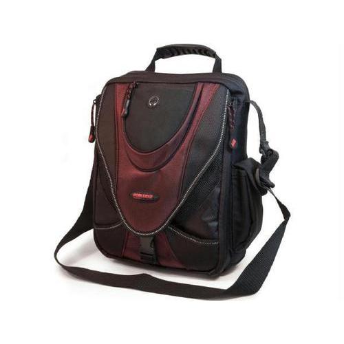MINI LAPTOP MESSENGER- BLACK W/RED TRIM - HOLDS 9 TO 13.3 SCREENS - 1680D BALLIS