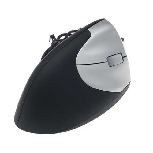 USB 1600DPI Vertical Wired Mouse Optical Mouse Black+Silver