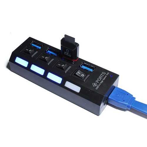 USB 3.0 4 Ports 5Gbps Hub with on/off Switch