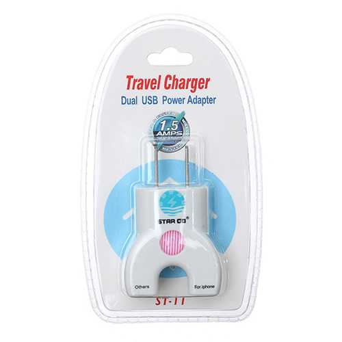 EU Plug Dual USB Power Adapter Travel Charger For Mobile Phones