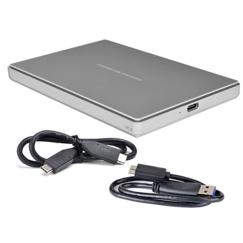 Seagate LaCie Porsche Design Mobile Drive 1 Terabyte (1TB) SuperSpeed USB 3.1 Type-C 2.5 External Hard Drive (Silver)