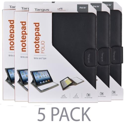 (5-Pack) Targus THZ187US Notepad Faux Leather Folio For iPad Air (Black)