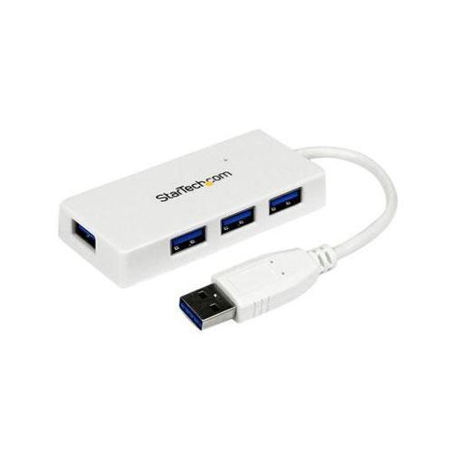 White 4 Port Mini USB 3.0 Hub