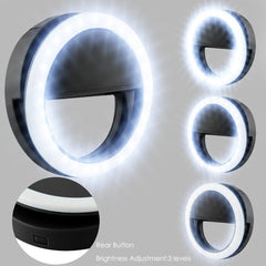 Selfie LED Light Ring Flash Fill Clip Camera For IPhone & Tablet For Samsung